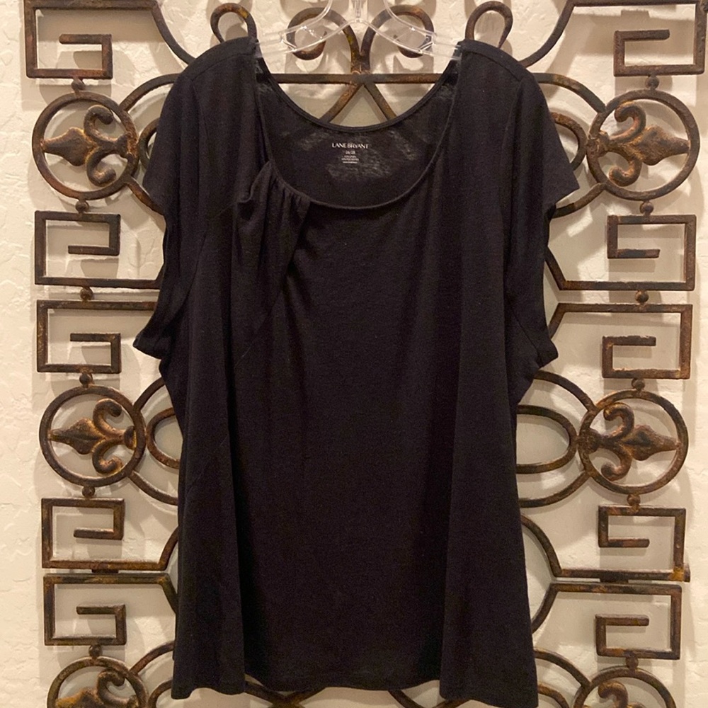 Lane Bryant linen blend black sparkle blouse size 26/28